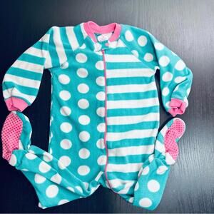 Place Blue and Pink One Piece Footies with Stripes and Polka Dots